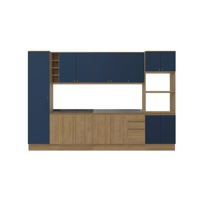 Cozinha Modulada Celeste Kappesberg 100% Mdf Nogueira/azul 9 Peças