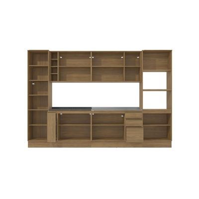 Cozinha Modulada Celeste Kappesberg 100% Mdf Nogueira/azul 9 Peças