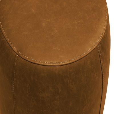 Puff Decorativo Yuri Sala de Estar Couro Caramelo Manchado G88 - Gran Belo