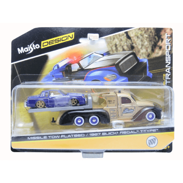 Miniatura Picape Reboque C/ Carro 1:64 Maisto Desing Elite Transport - Missile Flatbed/ 1987 Buick Regal RX Maisto Miniatura Picape Reboque C/ Carro 1:64 Maisto Desing Elite Transport - Missile Flatbed/ 1987 Buick Regal RX Maisto