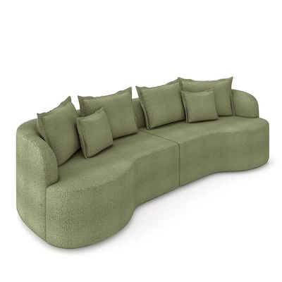 Sofá Living Decorativo Salinas 4 Lugares com Almofadas 270cm Modulado Bouclê Verde G33 - Gran Belo