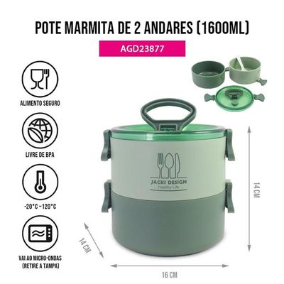 Conjunto Da Linha Joy Com Bolsa Térmica, Porta Talher, Pote De Marmita 2 Andares E Garrafa 430ml Verde