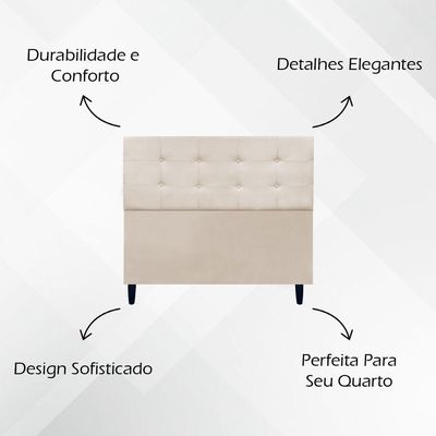 Cabeceira Decorativa Ivy Para Cama De Casal 140 Cm Suede Bege, Suede