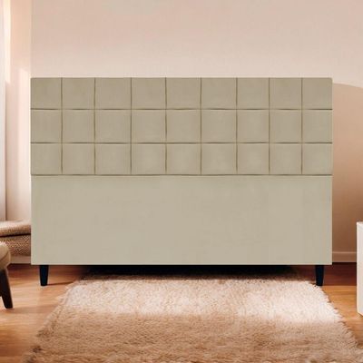 Cabeceira Decorativa Florem Para Cama De King 195 Cm Nude, Suede