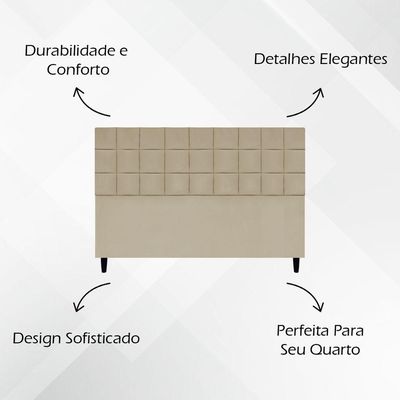 Cabeceira Decorativa Florem Para Cama De King 195 Cm Nude, Suede