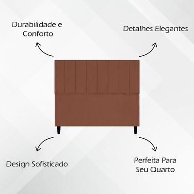 Cabeceira Decorativa Elen Para Cama De Casal 140 Cm Suede Terracota, Suede