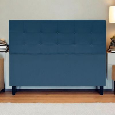 Cabeceira Cama Ivy Para Cama Queen 160 Cm Suede Azul-marinho, Suede
