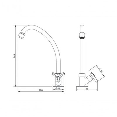 Torneira Para Cozinha De Mesa Com Bica Móvel Way Cromado 1/2
