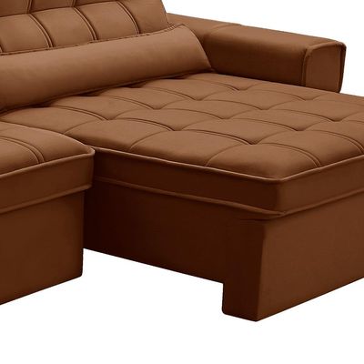 Sofá 5 Lugares Retrátil e Reclinável Alasca Veludo Terracota