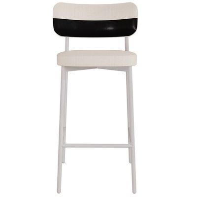 Kit 04 Banquetas Alta Bar Cozinha Sala De Jantar Aço Branco Kaira C01 Linho Palha Courino Preto - Lyam Decor