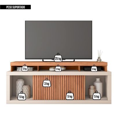 Bancada Rack Para Tv 70 Polegadas Marrom Sun Caemmun