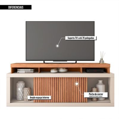 Bancada Rack Para Tv 70 Polegadas Marrom Sun Caemmun