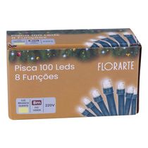 Pisca Led DeA 100 Lâmpadas Luz Quente 8 Funções com Fio verde 220V 8m