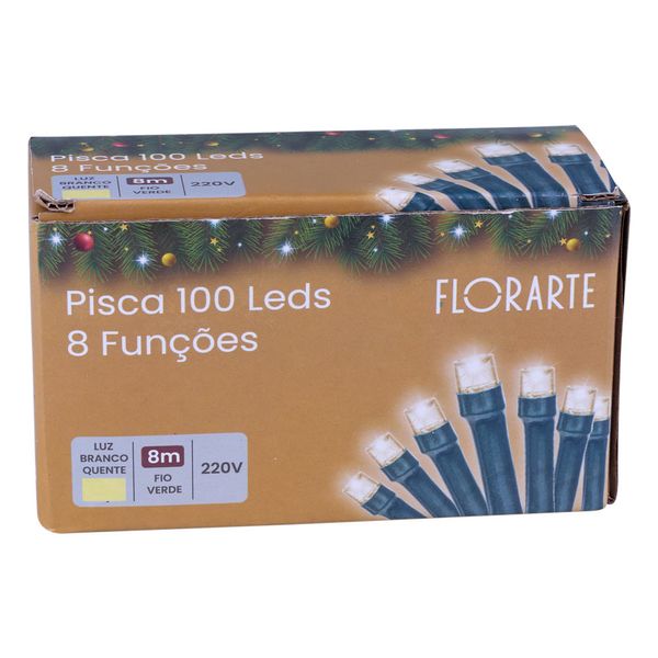 Pisca Led DeA 100 Lâmpadas Luz Quente 8 Funções com Fio verde 220V 8m Pisca Led DeA 100 Lâmpadas Luz Quente 8 Funções com Fio verde 220V 8m