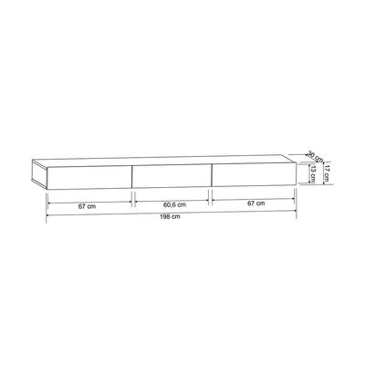 Painel Ripado com Rack Suspenso até 70 Polegadas Tulum com LED 1 PT 2 GV Off White Alt 218 Larg 222 cm