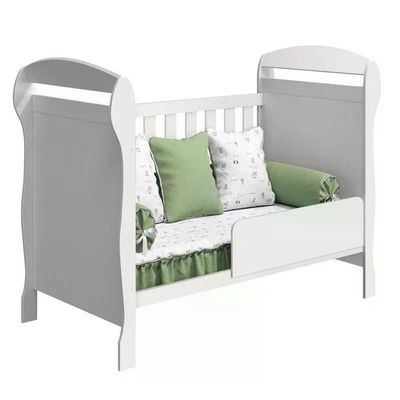 Berço Mini Cama Danny Branco Brilho Com Colchão D18 De 10cm Reller Móveis Branco Brilho