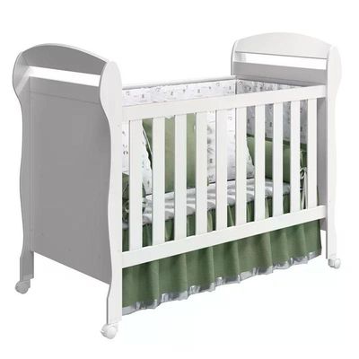Berço Mini Cama Danny Branco Brilho Com Colchão D18 De 10cm Reller Móveis Branco Brilho