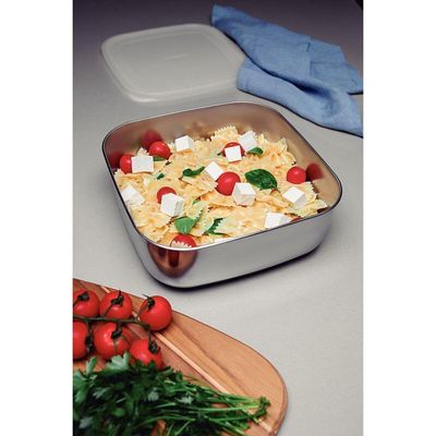 Pote Tramontina Freezinox Em Aço Inox Quadrado Com Tampa Plástica 23 Cm 3,6 L