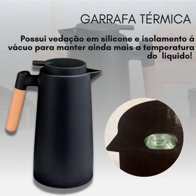 Garrafa Termica Cafeclick Com Cabo De Madeira 1 Litro - Mimo