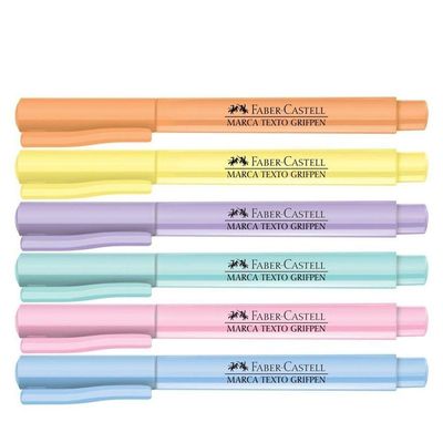 Caneta Marca Texto Pastel Estojo 6 Cores Grifpen Faber Castell