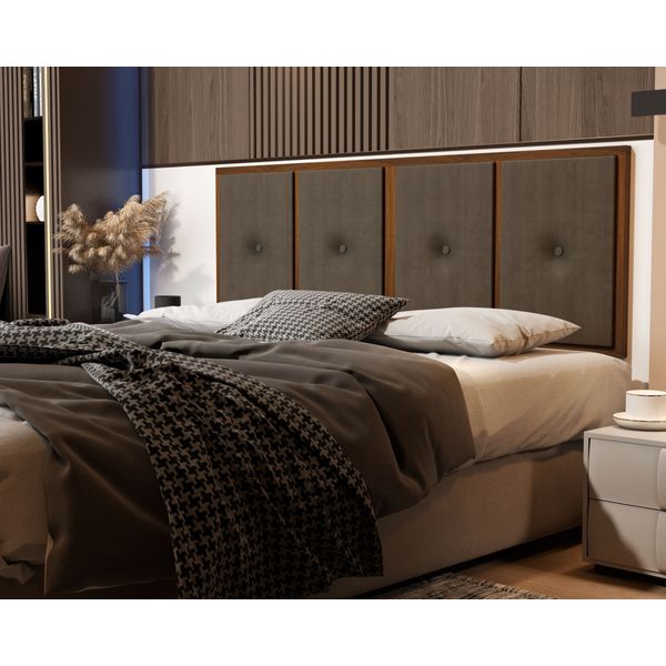 Painel Cabeceira Box Queen 1,60 Duda Madeira Suede Marrom - Comprar Moveis em Casa