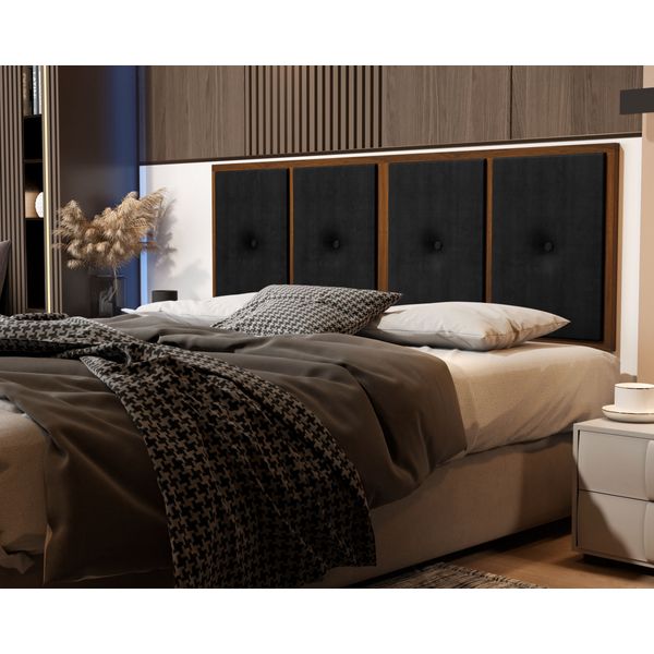 Painel Cabeceira Box Queen 1,60 Duda Madeira Suede Preto - Comprar Moveis em Casa