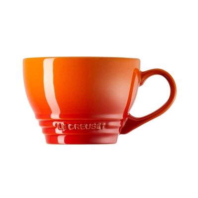 KIT LE CREUSET AÇUCAREIRO POTE DE MANTEIGA 2 CANECAS BISTRÔ 400ML E CHALEIRA DEMI 1L LARANJA