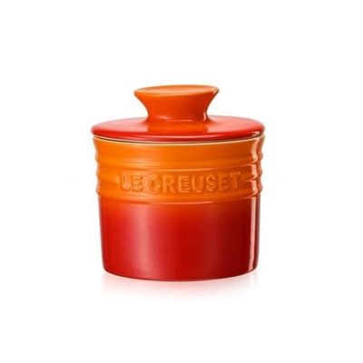 KIT LE CREUSET AÇUCAREIRO POTE DE MANTEIGA 2 CANECAS BISTRÔ 400ML E CHALEIRA DEMI 1L LARANJA