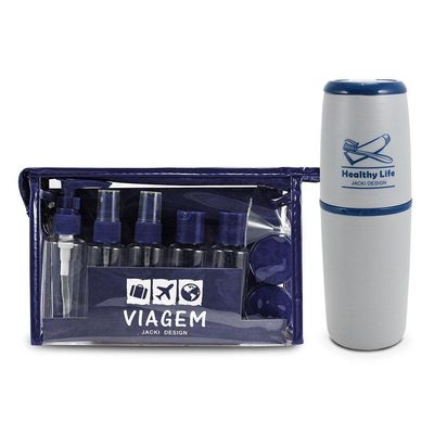 Conjunto De Frascos Com 10 Peças E Porta Escova E Pasta De Dente - Jacki Design Azul