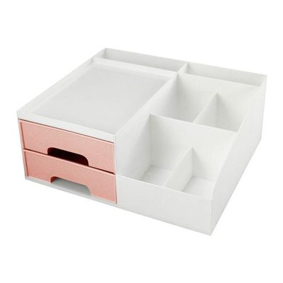Conjunto Organizador Multi Uso De 2 Gavetas E De Mesa Rosa
