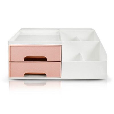 Conjunto Organizador Multi Uso De 2 Gavetas E De Mesa Rosa