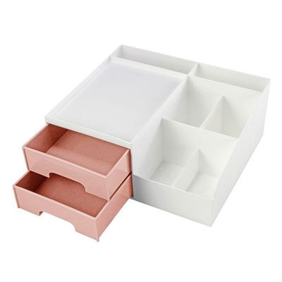 Conjunto Organizador Multi Uso De 2 Gavetas E De Mesa Rosa