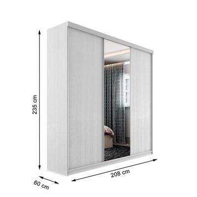 Guarda-Roupa Casal com 1 Espelho Lugano 3 PT 4 GV Branco
