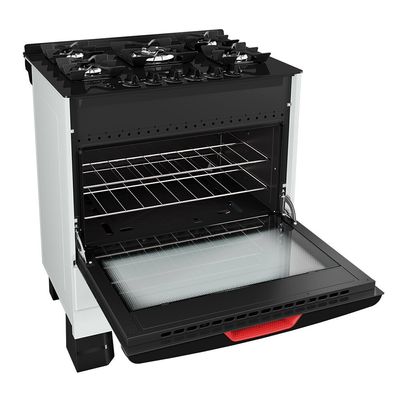 Fogão a Gás 5 Bocas Mueller, Bivolt, Mesa de Vidro MFV5BF Branco / Bivolt