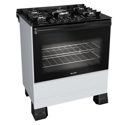 Fogão a Gás 5 Bocas Mueller, Bivolt, Mesa de Vidro MFV5BF Branco / Bivolt