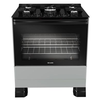 Fogão a Gás 5 Bocas Mueller, Mesa de Vidro - MFV5BF Titanio / Bivolt