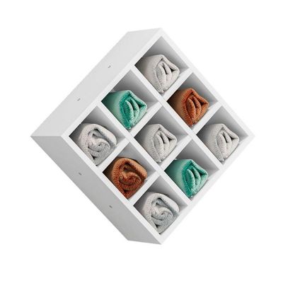 Kit 2 Suporte Porta Toalha Alice 9 Nichos Toalheiro Multiuso branco