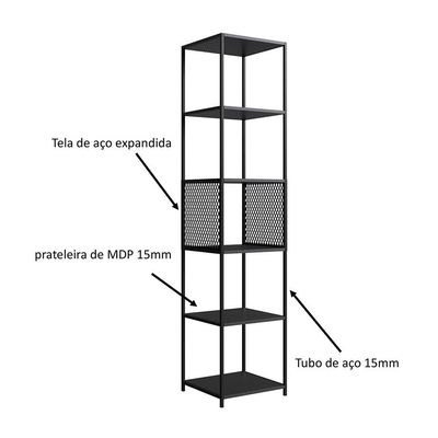 Conjunto para Sala de Estar Paricel com Rack 1 GV e Estante 40cm Preto