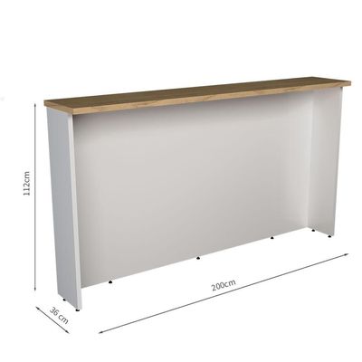 Bancada Ilha Évora Branco Ártico e Carvalho 200 cm