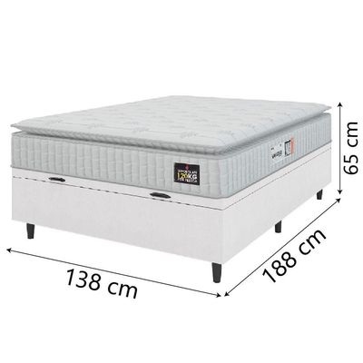 Cama Box Baú Casal Colchão Espuma D33 Pillow Top Van Gogh 138x188x65cm Branco Hellen