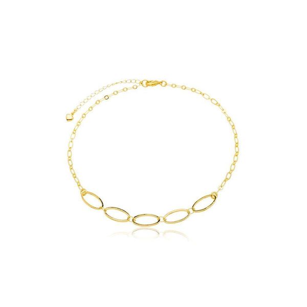 Tornozeleira Elos Maiores E Menores Banhados A Ouro 18k Tornozeleira Elos Maiores E Menores Banhados A Ouro 18k