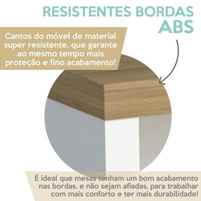 Mesa Escritorio Tampo Tamburato 120cm Olmo Branco Tok Arty Olmo Branco