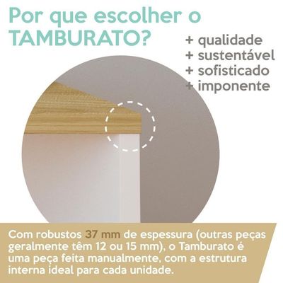 Mesa Escritorio Tampo Tamburato 120cm Olmo Branco Tok Arty Olmo Branco