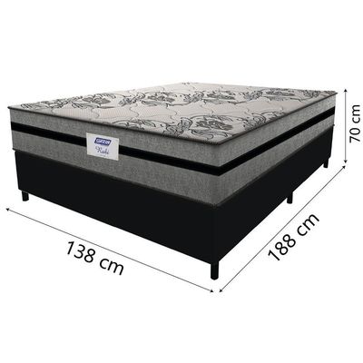 Cama Box Casal Colchão Gazin Com Molas Ensacadas Rubi 138x188x70cm Suede Preto/cinza Cinza