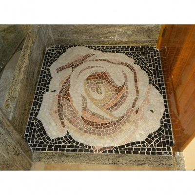Mandala Mosaico Floral Rosa Branca I Tamanho 130cm