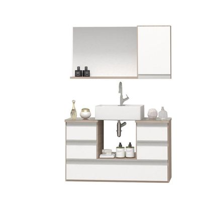 Conjunto Gabinete Polo 80cm Madeirado Branco