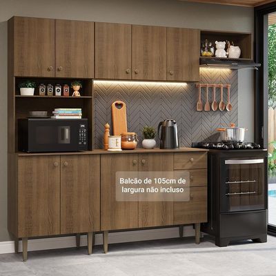 Armário De Cozinha Compacta 235cm Rustic Gourmet Madesa Xc03 Rustic