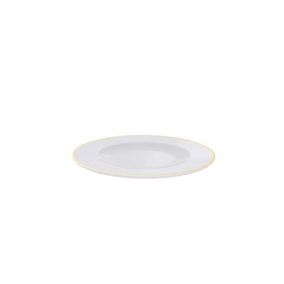 Prato Sobremesa Filetado Tramontina Elisa Em Porcelana Com Borda Dourada 21 Cm