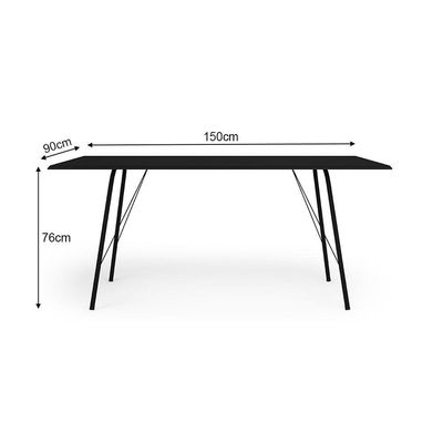 Mesa Jantar Paraty 150cm Tampo Preto Com Cadeiras 6 Cadeiras Angra Estofadas Preta E Bege Preto