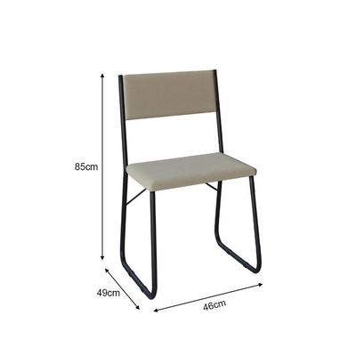 Mesa Jantar Paraty 150cm Tampo Preto Com Cadeiras 6 Cadeiras Angra Estofadas Preta E Bege Preto